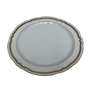 Raynaud White Limoges Dinner Plate Gold Band Scalloped Rim France Timeless